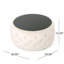 Table basse avec repose-pieds, velours capitonné beige, plateau en verre rond de 30 pouces-121481610