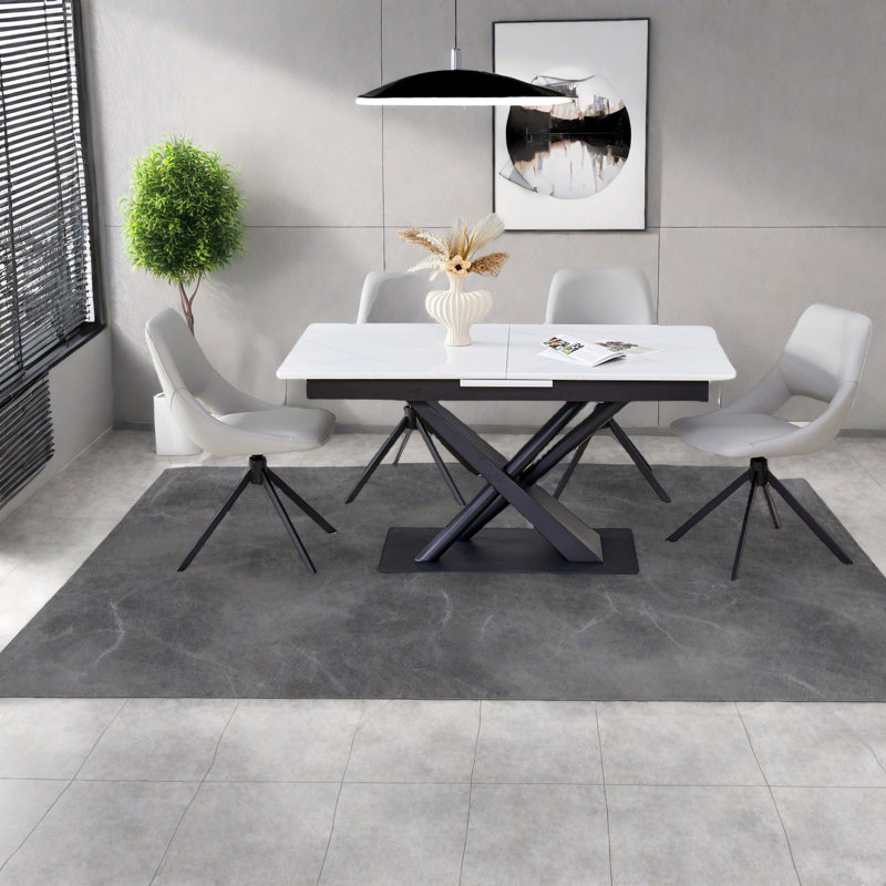 Ensembles de tables de salle à manger extensibles en acier à densité moyenne, style compact moderne pour petite cuisine