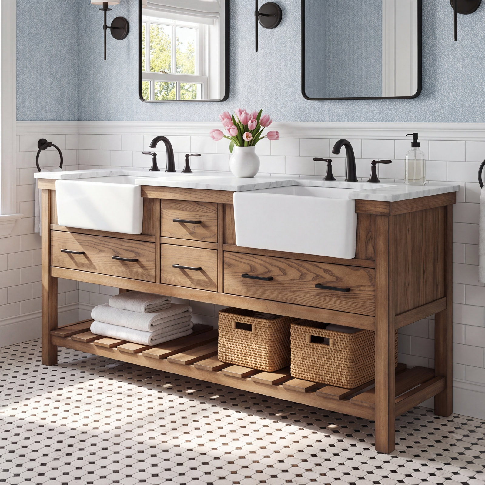 Pelaghia 72'' Double Bathroom Vanity, Driftwood