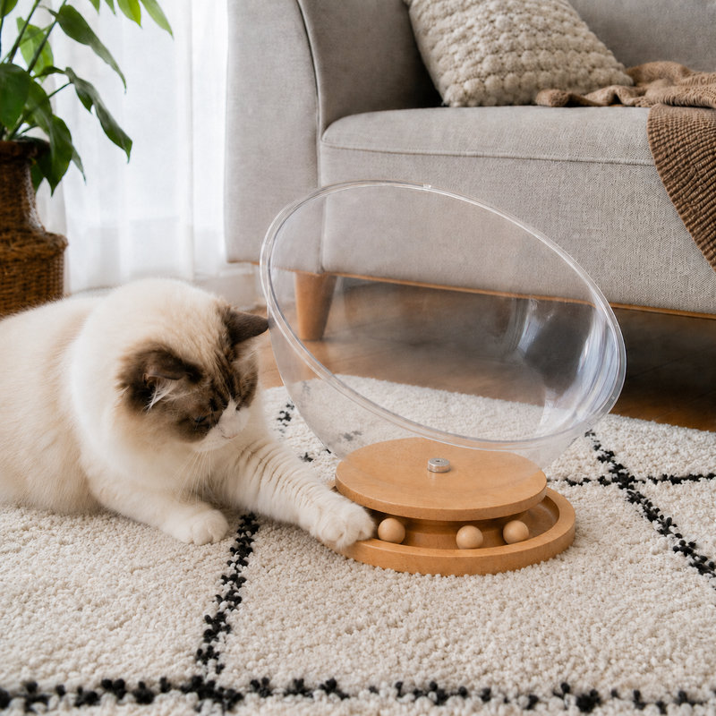 Lit pour chat avec capsule en acrylique - Bubble Lounge transparent, H 16,54 po x l 9,84 po