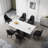 Modern Dining Set  with 110.23'' Extendable Sintered Stone Dining Table and 8 Faux Leather Dining Chairs-280342739-303530826