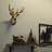 Rustic brown 8-point buck faux taxidermy deer head wall sculpture with antlers, cast resin — 13" H x 11" W x 9.25" D