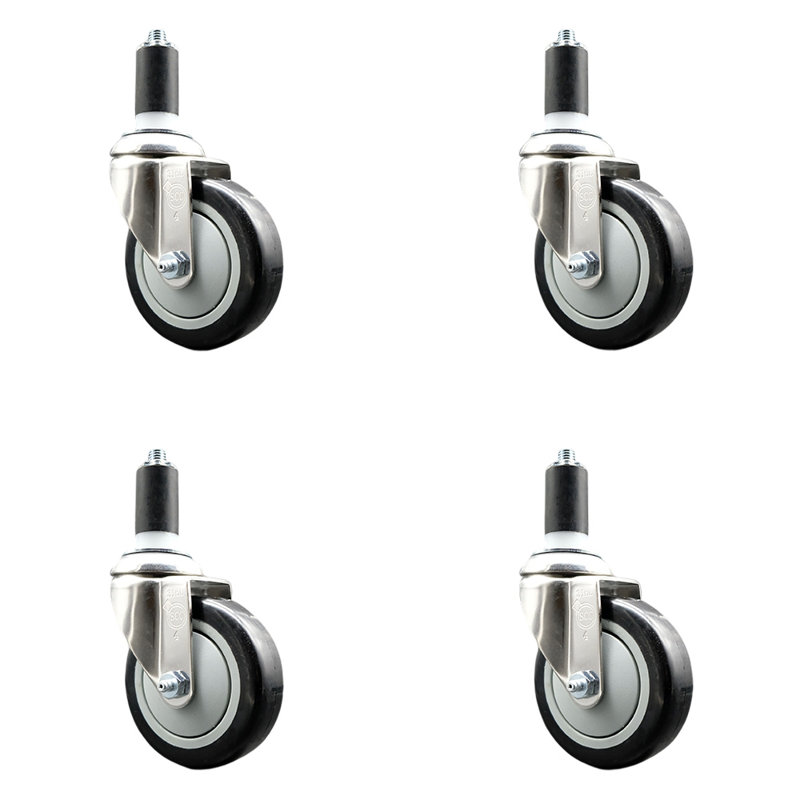 Polyurethane Casters, Black, 1-7/8" expanding stem