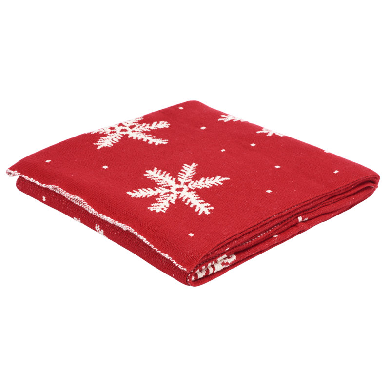 Holiday Snow Red and White Cotton Throw Blanket 50" x 60"