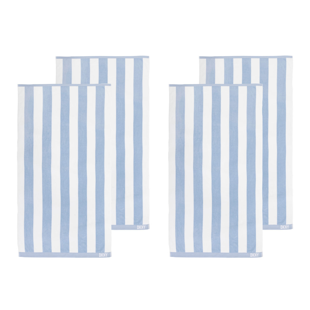 DKNY Cabana Stripe 4-Piece Beach Towel And Tote Bag Set DKNY 