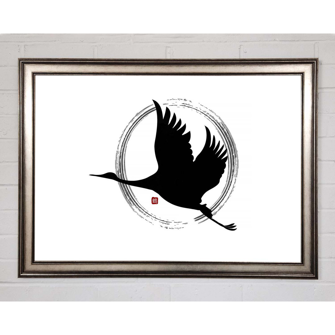 Gerahmtes Wandbild Japanese Crane 3