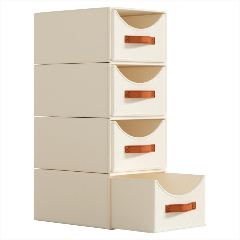 Tiroirs de rangement empilables en tissu de 25 cm (9,8 pouces), ensemble de 4 bacs de rangement coulissants pour placard