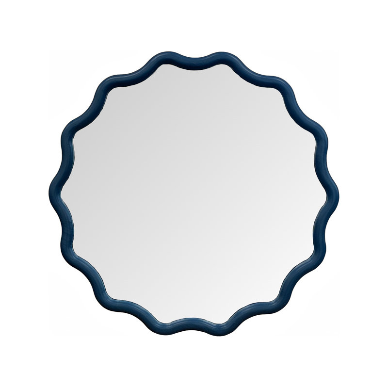 Miroir rond Pine Ripples, Bleu