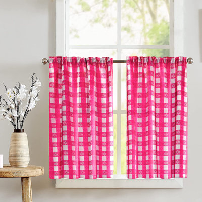 Poplin Tavern Gingham Checkered Cafe Tier Curtains