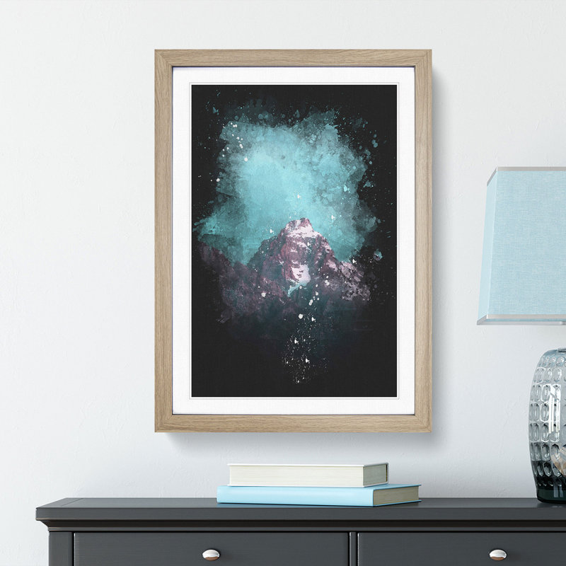 Mountain Peak in Wyoming - Picture Frame Graphic Art Print, 63cm H x 45cm W x 2cm D, Oak Framed