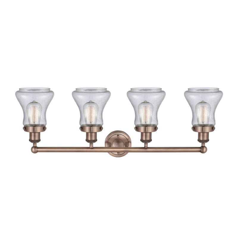Éclairage pour meuble-lavabo à 4 lumières à intensité variable Asadbek, Bullé, Cuivre antique