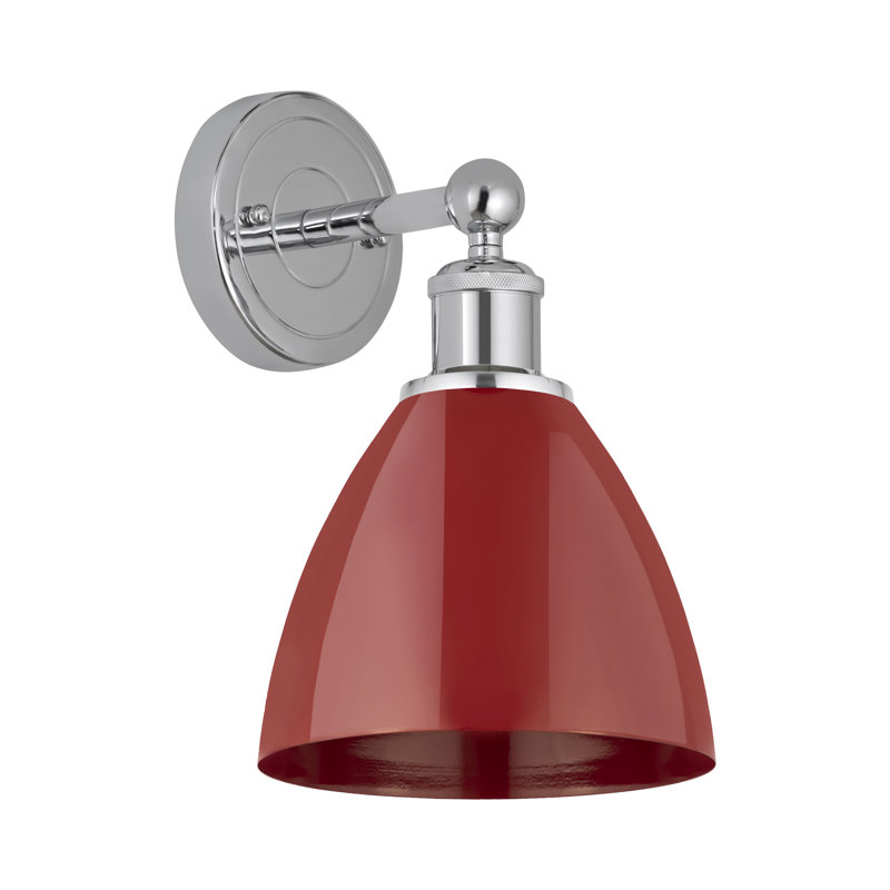 Arpita Armed Sconce, Polished Chrome, Red