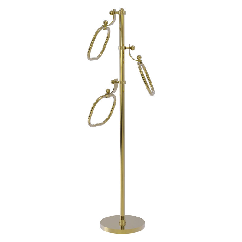 Freestanding Towel Stand, Unlacquered Brass