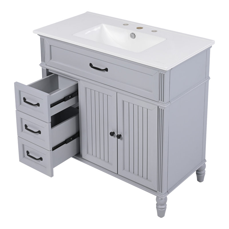 Meuble-lavabo 36 po avec lavabo, Gris