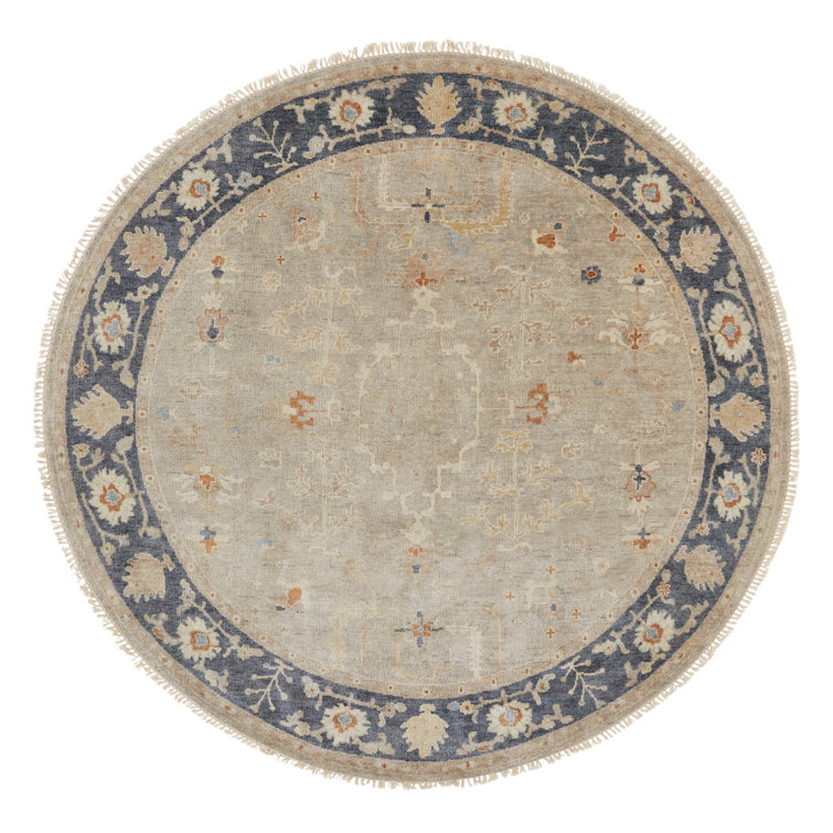 Preciado Wool Oriental Area Rug in Gray/Navy