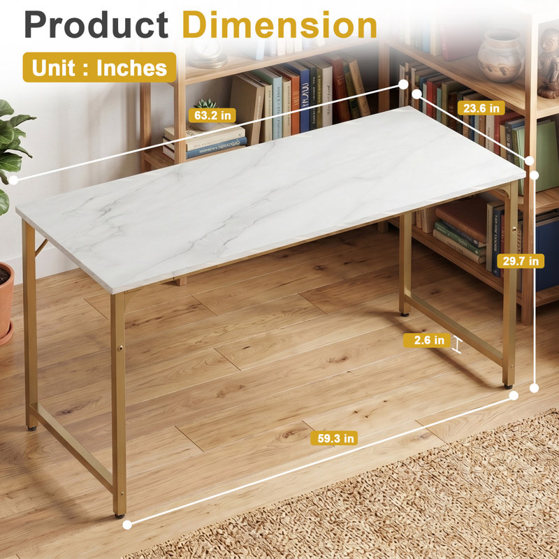 Computer Desk Simple Style Office Computer Desk 63 Inch Home Office Desk Gaming Writing Study Work Table For Small Spaces Home Office