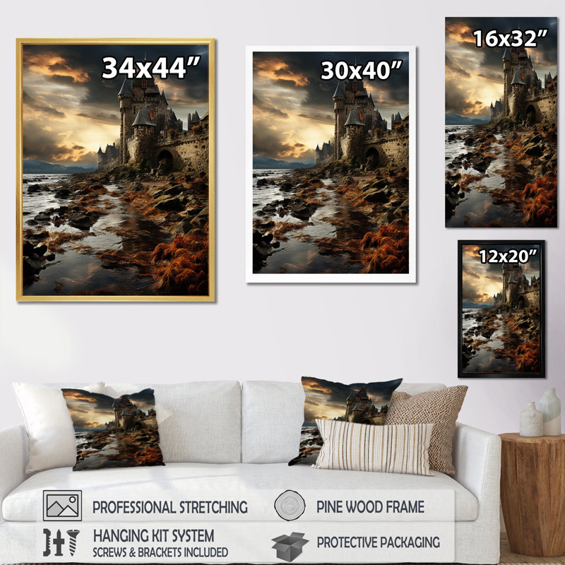 Mettler Castles Stormy Drama Intense sur toile, H 32 po x l 16 po x P 1 po, Toile tendue