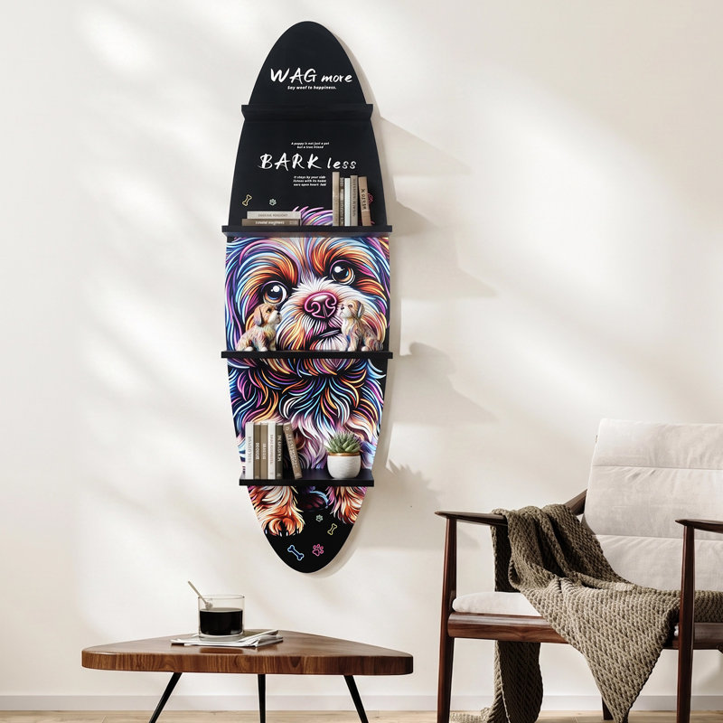 Étagère murale de surf de 52 pouces de haut avec surface imprimée