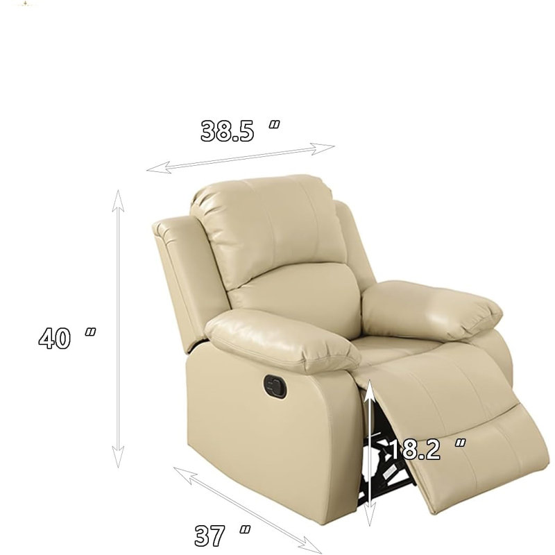 Ashey Recliner Chair, Beige Faux Leather