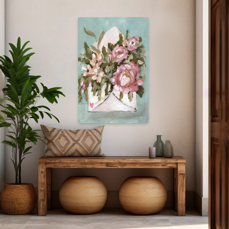 Lettre d'amour romantique, art mural contemporain abstrait, 48" H x 32" W