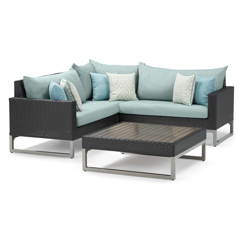 Sameko Outdoor 4 - Piece Conversation Set, Brown, Canvas Spa Sunbrella® Canvas