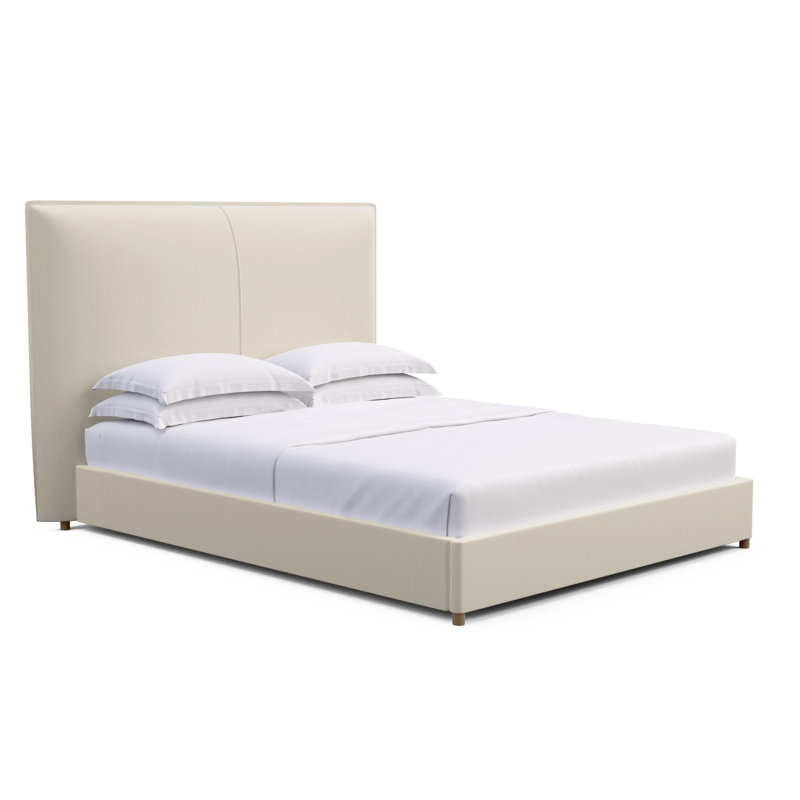 Mansfield Upholstered Bed, Full, Box Weave Linen Oyster, Weathered