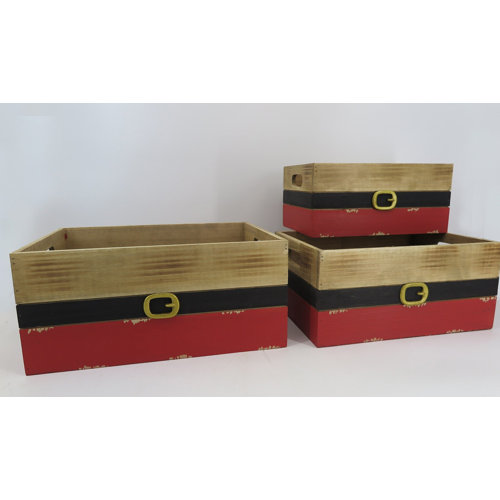The Holiday Aisle® Santa Belt 3 Piece Crate Set | Wayfair