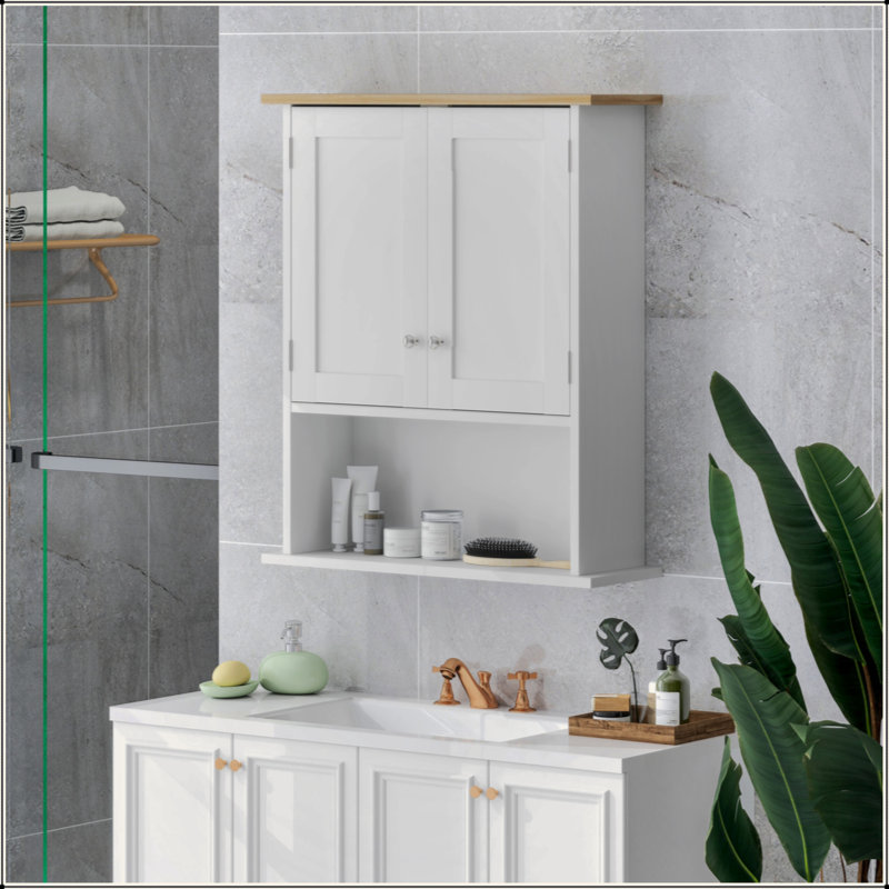 Bathroom Wall Cabinet, Modern Bathroom Cabinet Wall Mounted Medicine Cabinet With 2 Doors, Adjustable Shelf, Over The Toilet