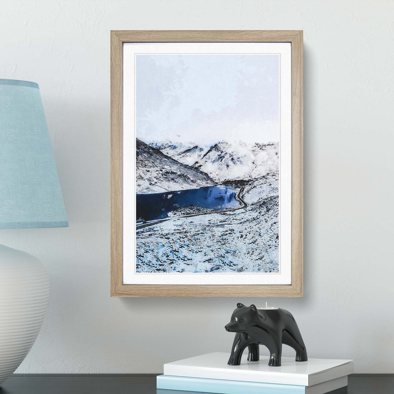 Tryfan Mountain in Snowdonia Wales - Picture Frame Graphic Art Print, Oak, 50cm H x 35cm W x 2cm D