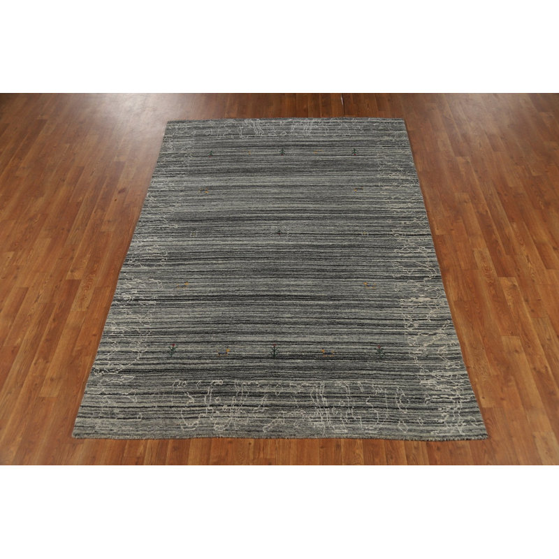 Tapis indien en laine fait à la main de style Gabbeh 5 x 8