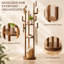 360-Degree Rotating Wooden Coat Rack with 9 Hooks and 3 Storage Shelves