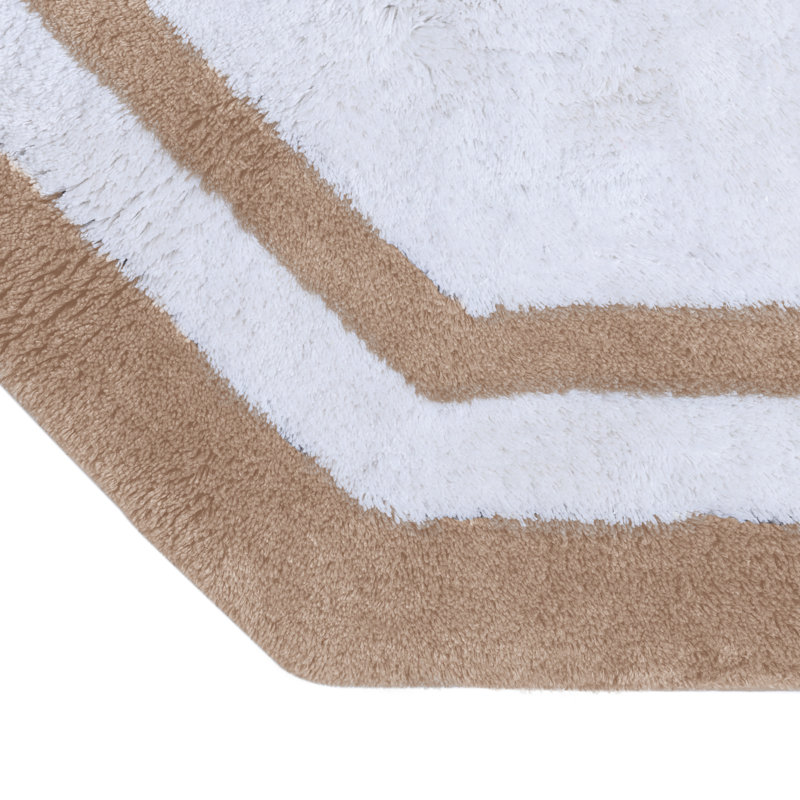 Ipke Cotton Bath Mat, Taupe/White Center