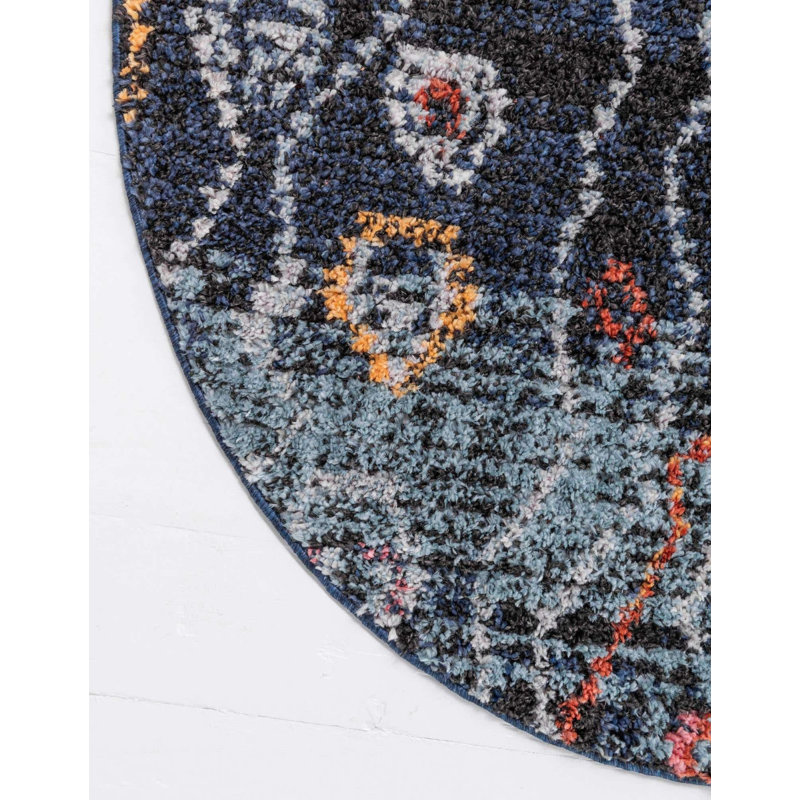 Victorville Abstract Indoor Rug, Round 4'