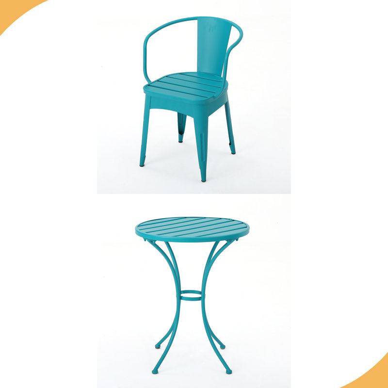 3 PC METAL BISTRO SET, Teal