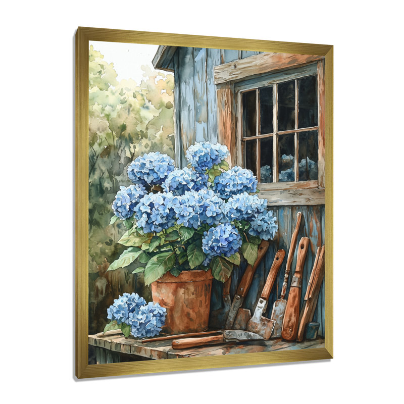 Eberly - Floral Wall Art, H 44 po x l 34 po, Reproduction encadrée sans passe-partout, Doré