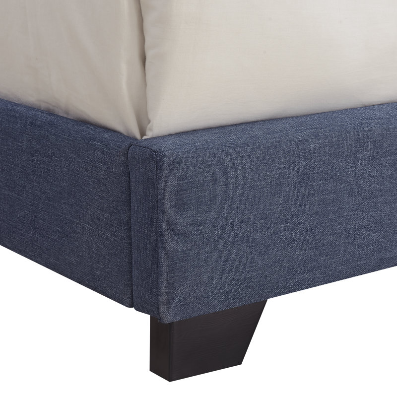Charlie Upholstered Bed, Denim Blue, Twin, Nickel