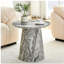 Table basse circulaire en panneau de fibres à densité moyenne gris texturé - diamètre 19,6 pouces, hauteur 18,8 pouces Placage texturé gris, texture délicate, adaptable au plateau de table circulaire.