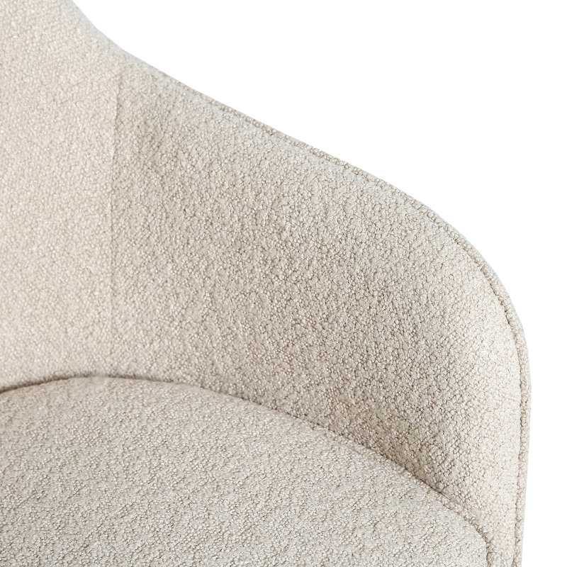 Coucou Upholstered Dining Chair, Cream Boucle, Black