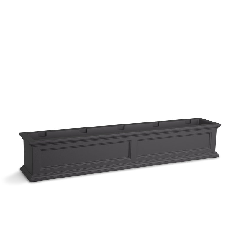 The Anastasiya Resin Window Box Planter with Water Reservoir, 10.8" H x 60" W x 11" D, Graphite Gray