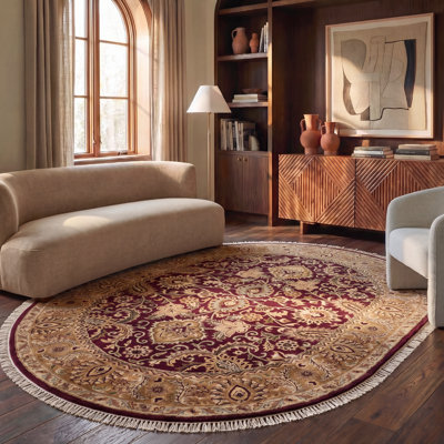 Tapis bourgogne / doré en laine touffeté à la main Bromley