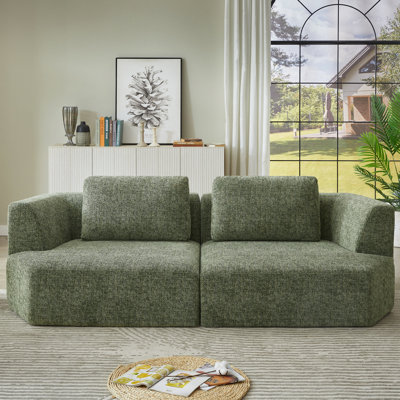 Canapé 3 places compressé avec tissu chenille, sans assemblage, peu encombrant pour le salon, un appartement