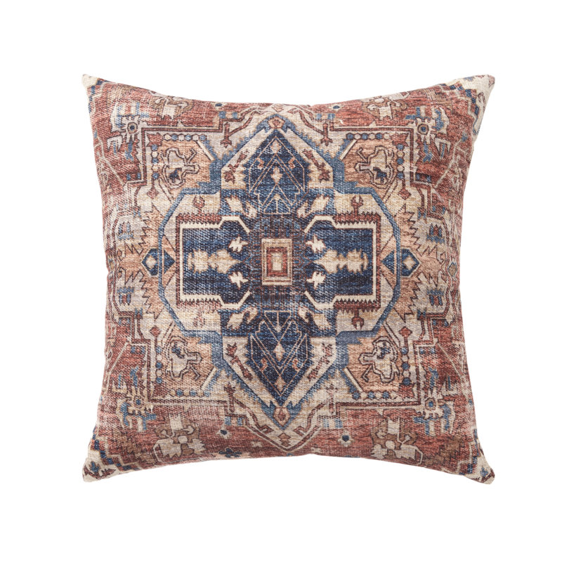 Coussin décoratif en polyester Rust Bohemian Medallion, Brun / bleu marine, Housse de coussin seulement - sans coussin