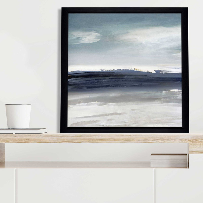 Sandpiper Bay par Sally Swatland - Peinture, L 25,5 po x H 25,5 po, Cadre noir