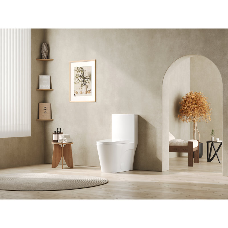 Toilette allongée moderne monobloc Ace 1,6 GPF, Blanc, 12"