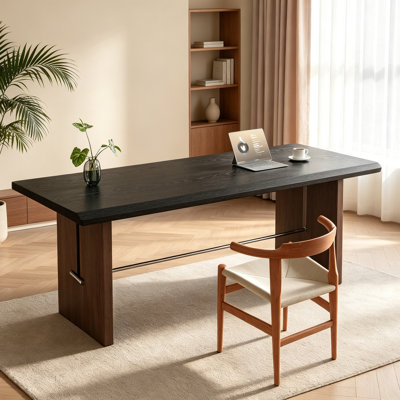 Bureau d'écriture rectangulaire simple en bois massif rétro