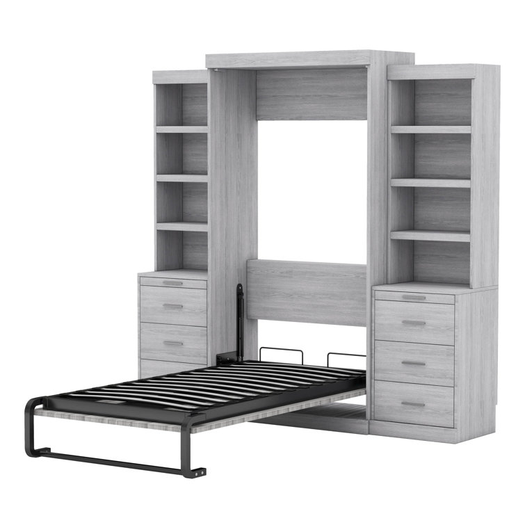 Gricel Twin Size Horizontal Murphy Bed with Shelf