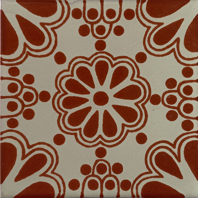 4.2" x 4.2" 9pcs TalaMex Terracotta Bouquet Mexican Clay Tile Handmade Talavera Backsplash
