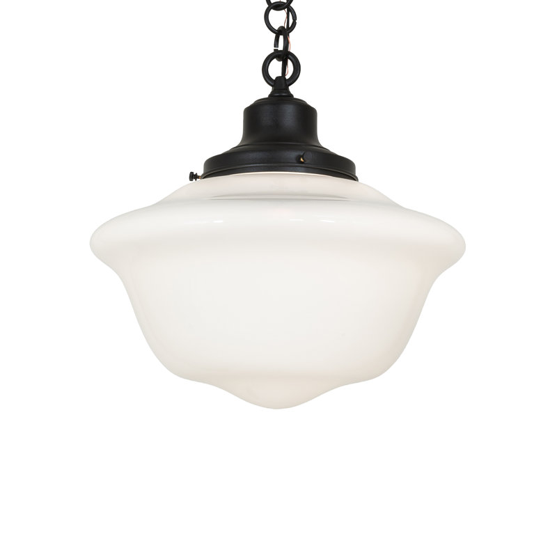 16" Wide Revival Schoolhouse W/Traditional Globe Pendant