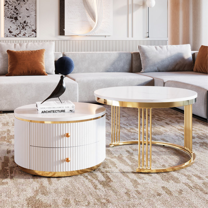 Ensemble de 2 tables basses gigognes Modern White