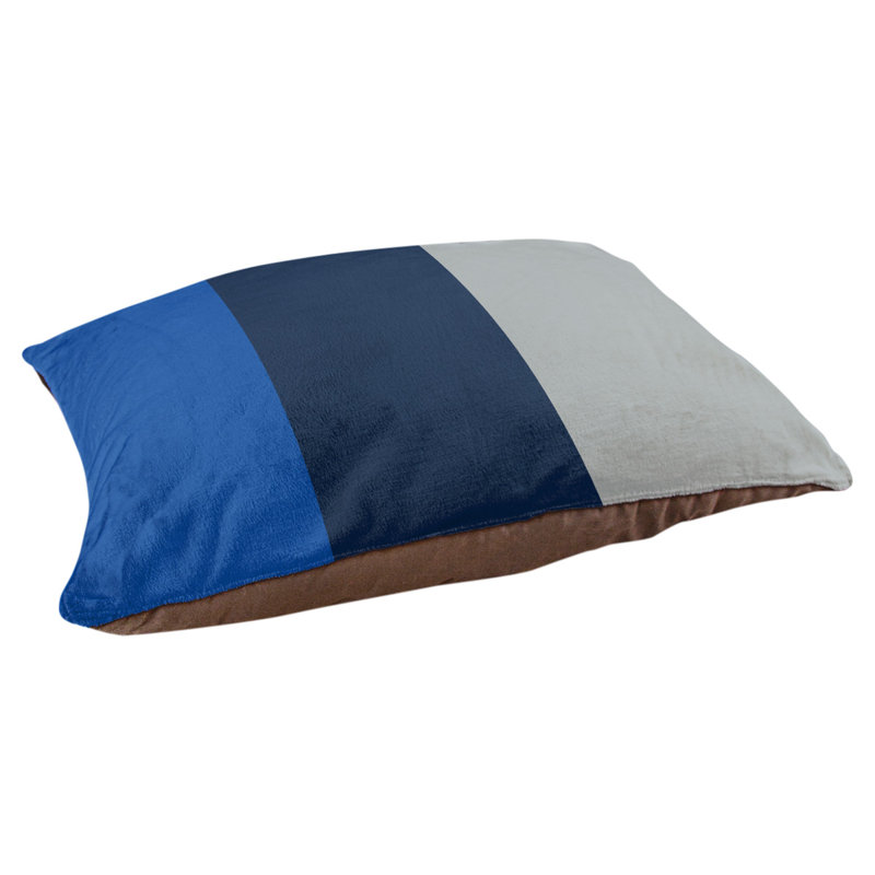 Oreiller rectangulaire New York, Moyen (L 30 po x l 40 po), Bleu royal / bleu marine / gris